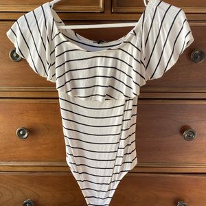 Off the shoulder striped bodysuit